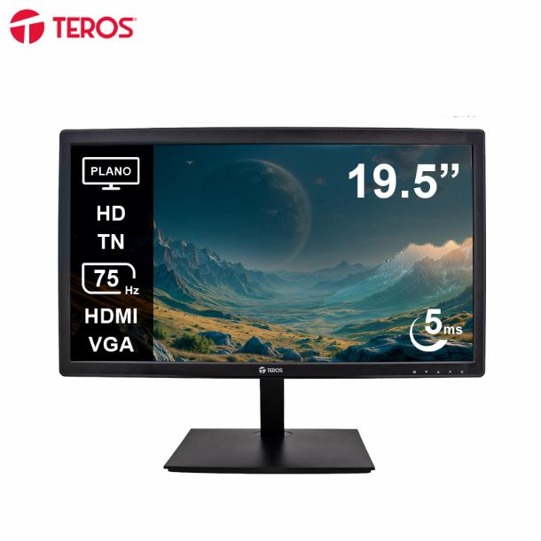 MONITOR 19" TEROS TE-1916S TN HD 1600X900 75HZ 5MS FICHA USA HDMI VGA
