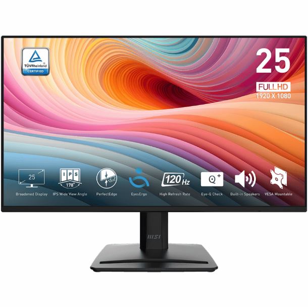 MONITOR GAMER 25" MSI PRO MP252 E2 IPS FHD 120HZ HDMI VGA DP + Q 24