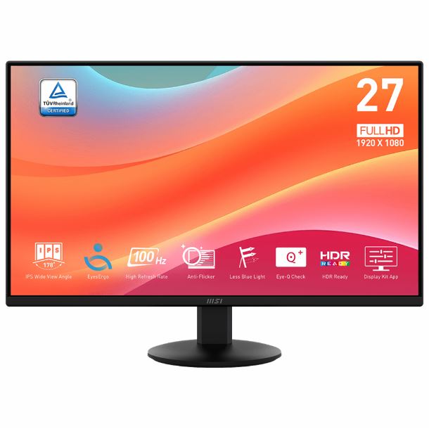 MONITOR GAMER 27" MSI PRO MP272L IPS FHD 100HZ 1MS HDMI DP