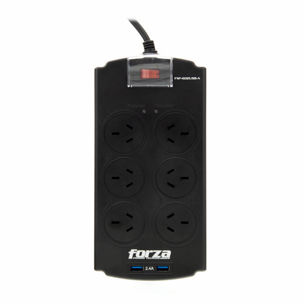 PROTECTOR DE TENSION FORZA FSP-602USB-A 2200W 6 TOMAS + 2 USB