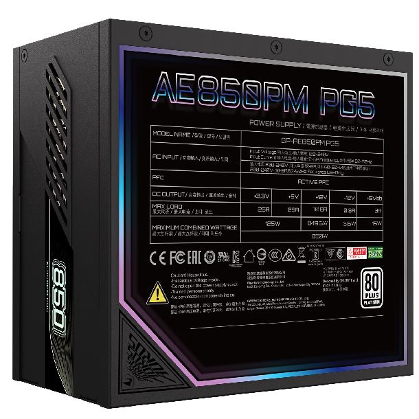 FUENTE 850W GIGABYTE AORUS ELITE GP-AE850PM PG5 80 PLUS PLATINUM