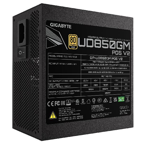 FUENTE 850W GIGABYTE GP-UD850GM PG5 V2 80 PLUS GOLD FULL MODULAR