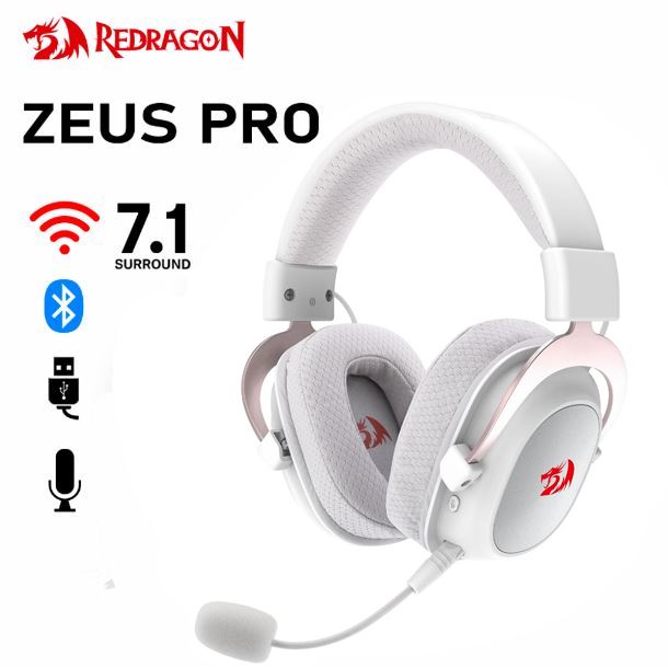 AURICULAR WIRELESS REDRAGON H510 ZEUS PRO WHITE