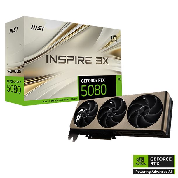 VIDEO GEFORCE RTX 5080 16GB MSI INSPIRE 3X OC