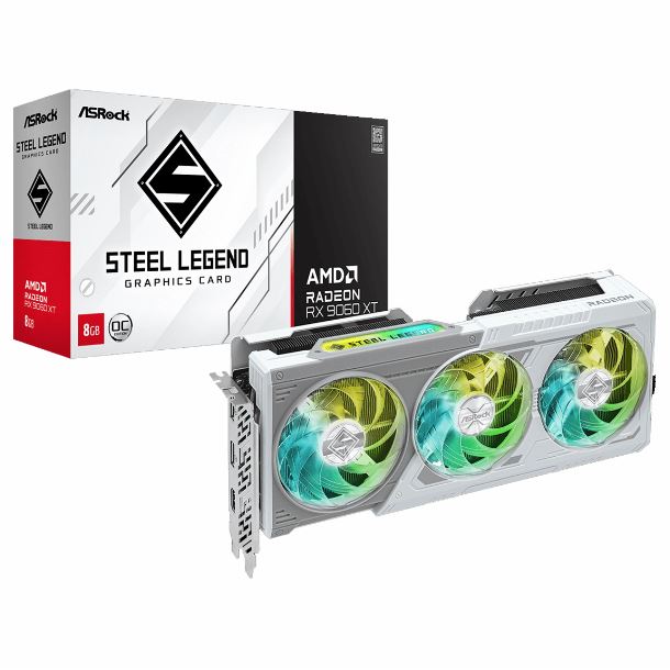 PLACA DE VIDEO RADEON RX 9060 XT 8GB ASROCK STEEL LEGEND OC
