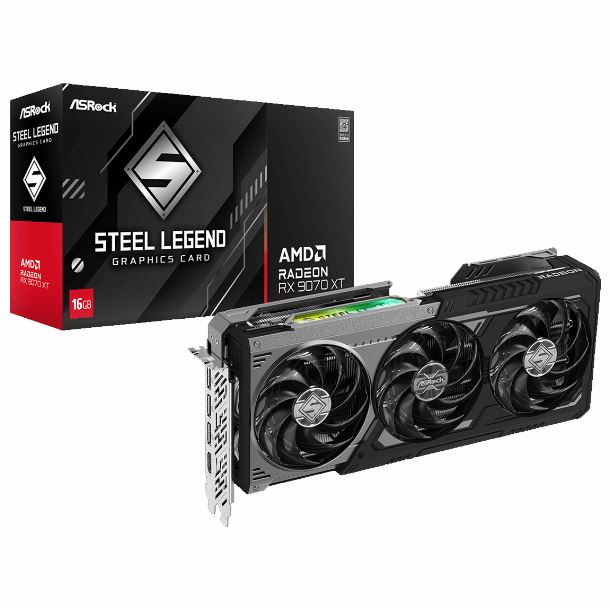 PLACA DE VIDEO RADEON RX 9070 XT 16GB ASROCK STEEL LEGEND DARK