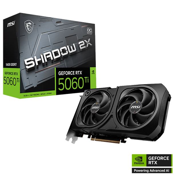VIDEO GEFORCE RTX 5060 TI 16GB MSI SHADOW 2X OC PLUS