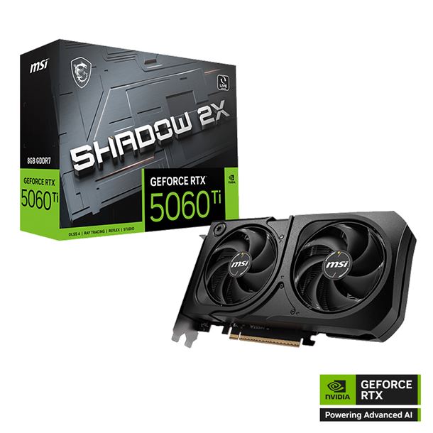 PLACA DE VIDEO GEFORCE RTX 5060 TI 8GB MSI SHADOW 2X PLUS