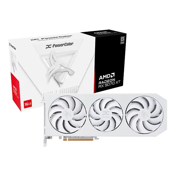 PLACA DE VIDEO RADEON RX 9070 XT 16GB POWERCOLOR HELLHOUND SPECTRAL WHITE