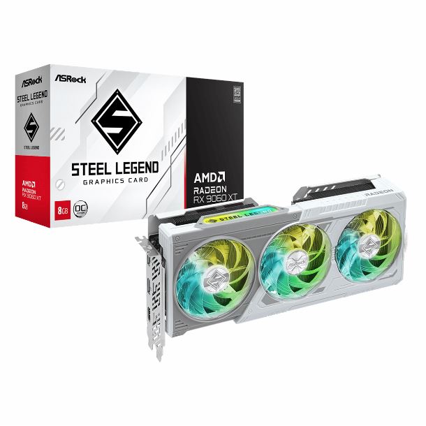 PLACA DE VIDEO RADEON RX 9060 XT 8GB ASROCK STEEL LEGEND OC