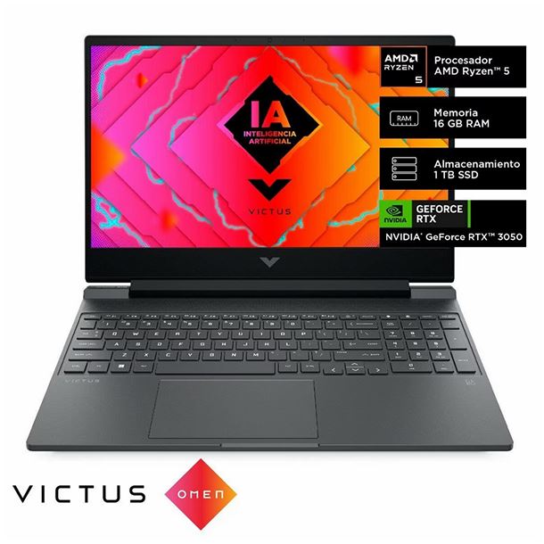 NOTEBOOK HP 15.6" VICTUS 15-FB2015LA RYZEN 5 8645HS 16GB 1TB RTX3050 FHD W11H R5