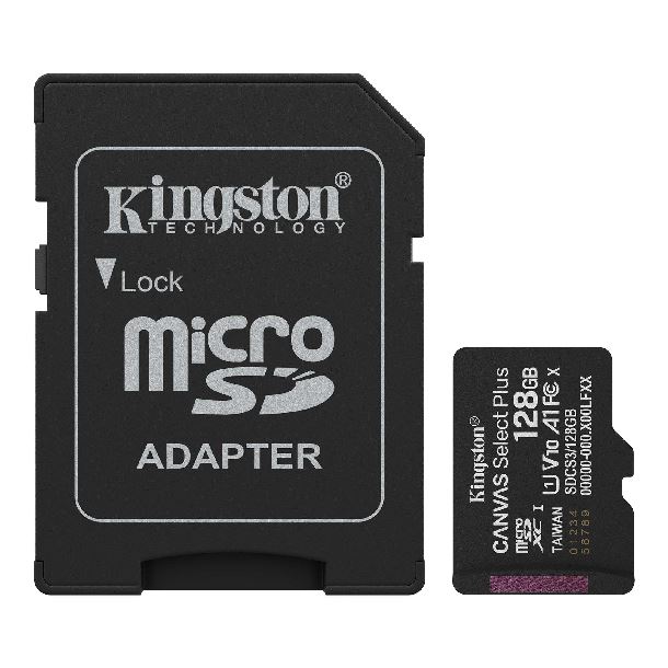 MEMORIA MICROSD 128GB KINGSTON CLASE 10 CANVAS SELECT PLUS G3