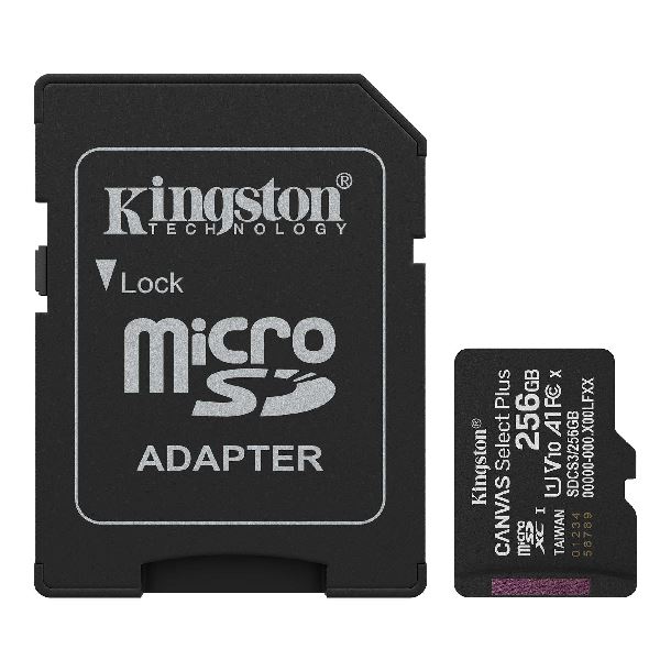 MEMORIA MICROSD 256GB KINGSTON CLASE 10 CANVAS SELECT PLUS G3