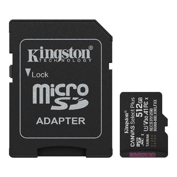 MEMORIA MICROSD 512GB KINGSTON CLASE 10 CANVAS SELECT PLUS G3
