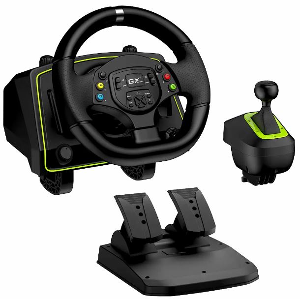 VOLANTE GENIUS SPEEDMASTER X2 - INCLUYE PEDALERA Y PALANCA DE CAMBIOS ROTACION 1080°