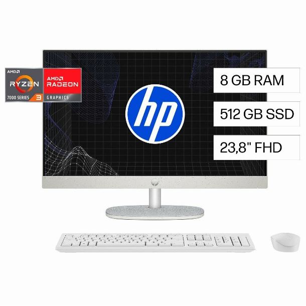 ALL IN ONE HP 24" 24-CR0235LA RYZEN 3 7320U 8GB 512GB FHD W11H R3 BP2E5LA