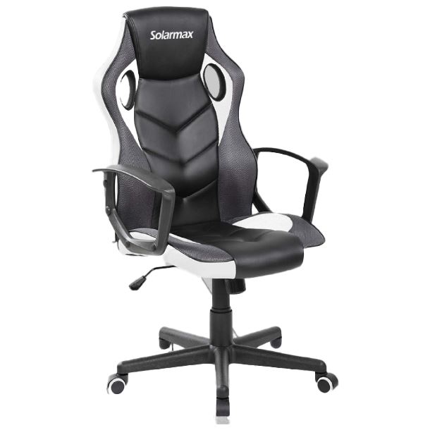 SILLA SOLARMAX SXGC-6001-WH GAMER A PRECIO DE OFICINA NEGRA C/ BLANCO