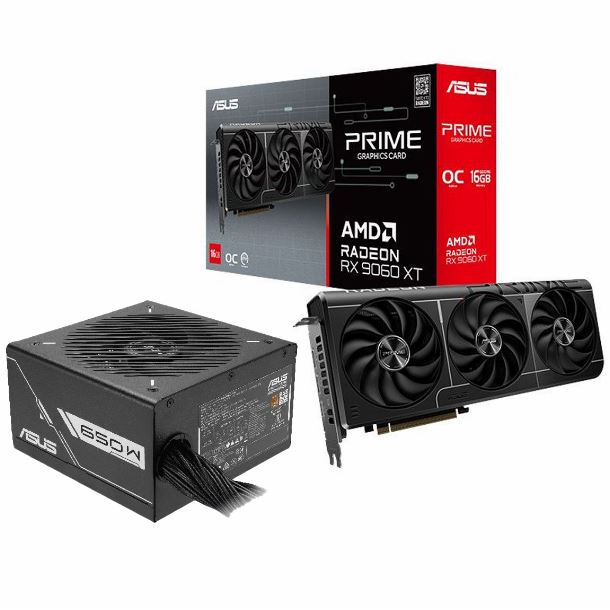 COMBO ASUS VIDEO RADEON RX 9060 XT 16GB PRIME OC + FUENTE 650W PRIME 80 PLUS BRONZE