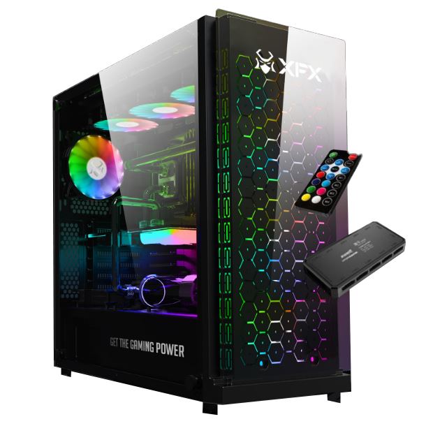 GABINETE GAMER XFX YOROI GC-10HE X4 FAN RGB VIDRIO TEMPLADO SOPORTA NVIDIA 5000
