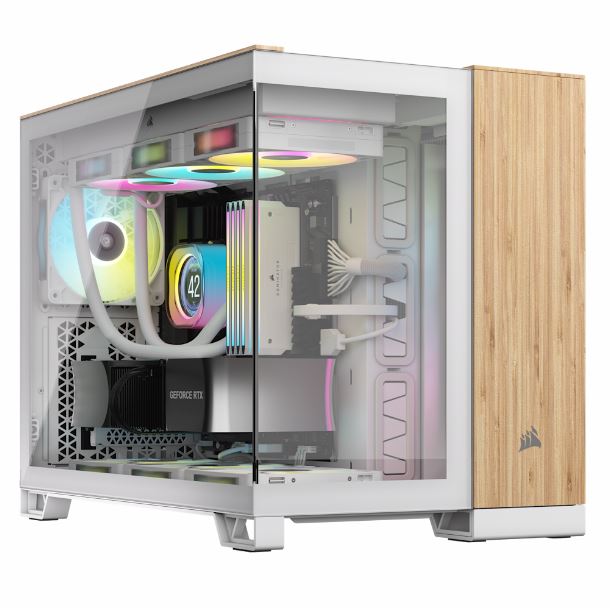 GABINETE CORSAIR 2500X TG DUAL CHAMBER WHITE / BAMBU CC-9011288-WW