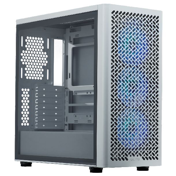 GABINETE COOLERMASTER ELITE 501 TG 3FAN ARGB WHITE