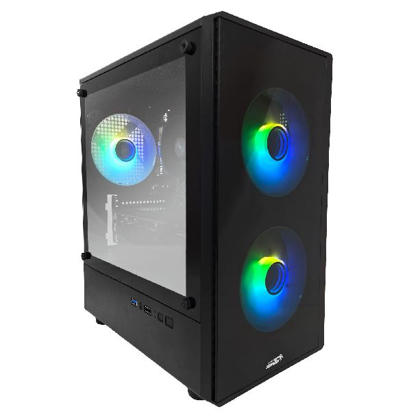 GABINETE SENTEY T5 BLACK TG LATERAL Y FRONTAL 3FAN ARGB