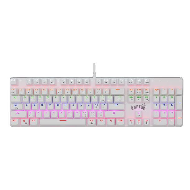 TECLADO MECANICO RAPTOR FIRECLAW M104 WHITE RETROILUMINADO SWITCH RED OUTEMU